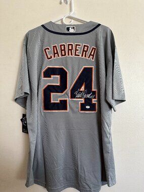 MIGUEL CABRERA SIGNED DETROIT TIGERS AUTOGRAPEHED NIKE JERSEY W/COA - Large 1